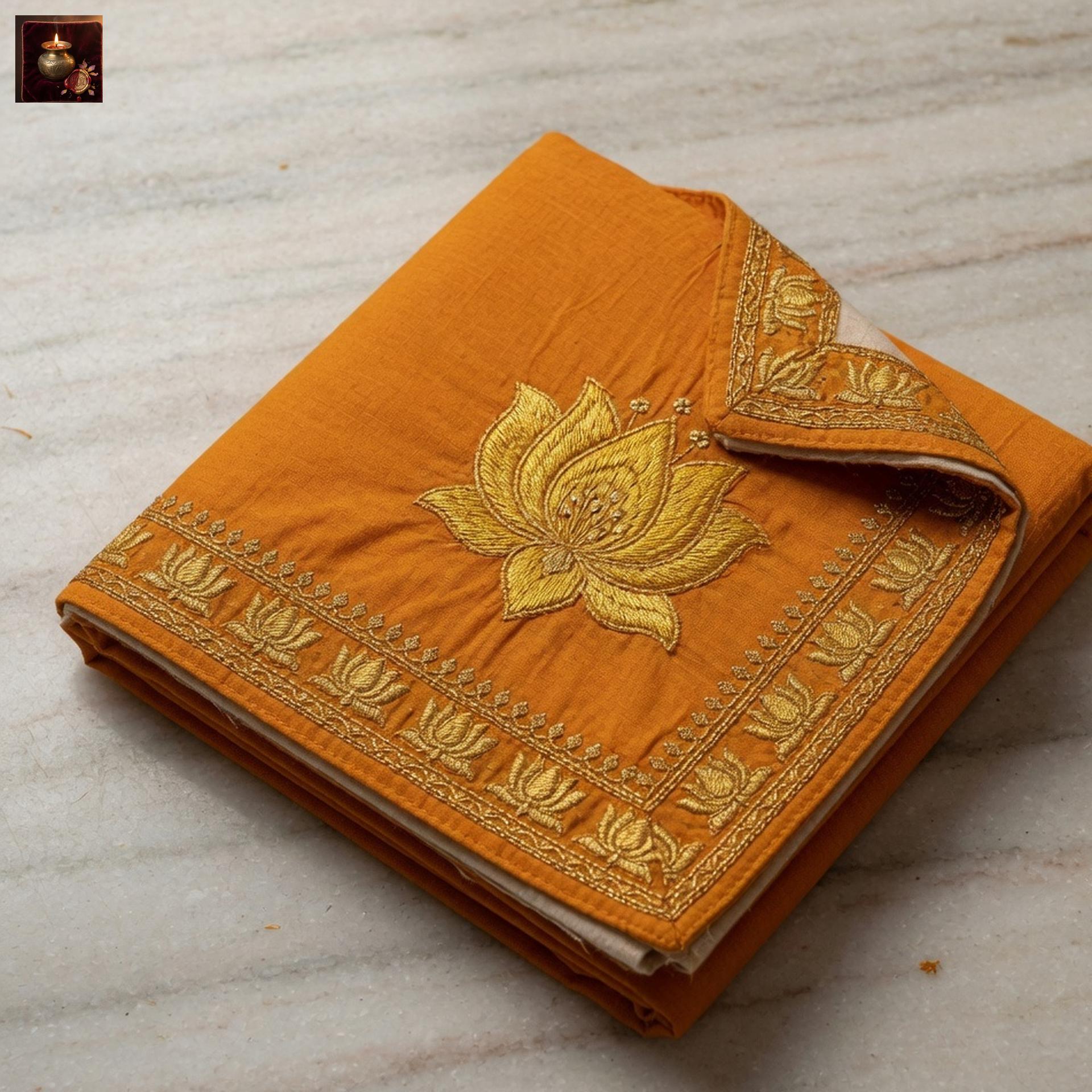 Tathaastu Saffron Cotton Aasan