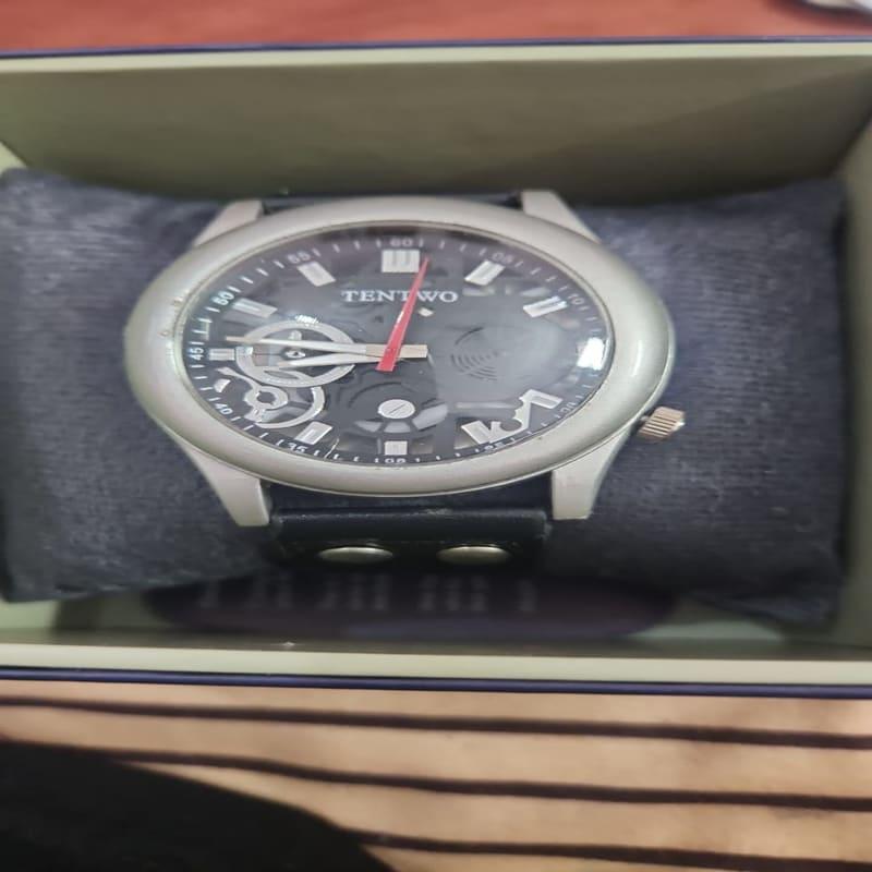 Tentwo Skeleton Analog Leather Watch