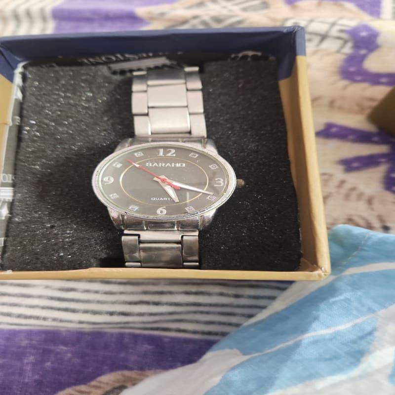 Baraho Grey Crystal Analog Steel Watch
